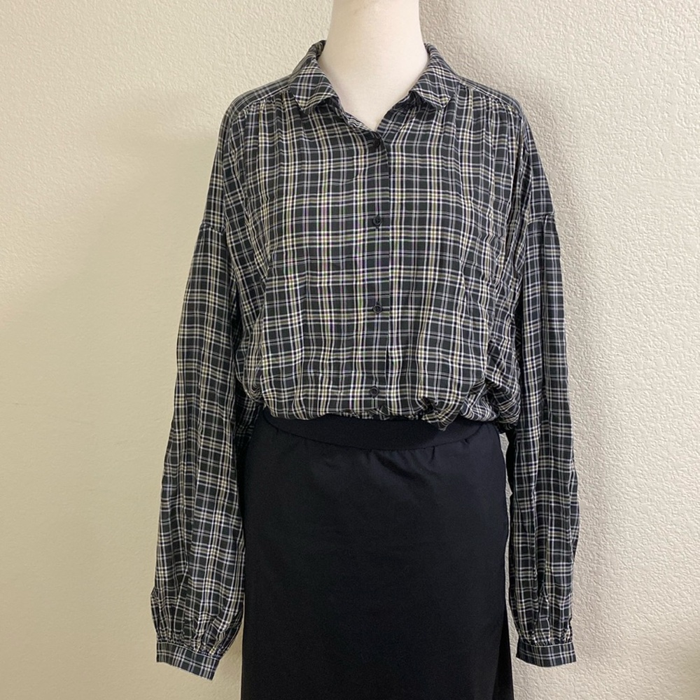 Uniqlo Lightweight Plaid‎ Cotton Blend Button Down Shirt